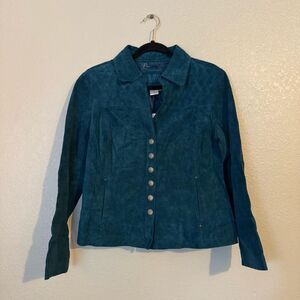 A.M.I Blue Leather Lined Blazer Jacket Size Medium NWT!